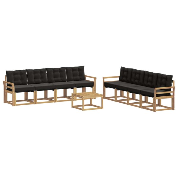 vidaXL Ensemble de canapés d'extérieur 9 pc Blanc et noir