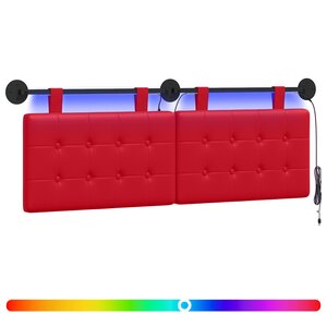 vidaXL Tête de lit suspendue Avec lumière LED Rouge Simili cuir