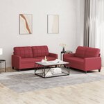 vidaXL Ensemble de canapés 2 Pièces et coussins Rouge bordeaux Similicuir