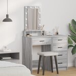 Coiffeuse vidaXL avec lumière LED grise Sonoma 50x41x140 cm