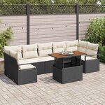 vidaXL Ensemble de canapé de jardin 8 Pièces Noir Poly rotin