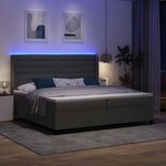 vidaXL Lit à ressort LED avec matelas Gris foncé 200 x 200 cm tissu