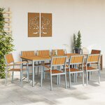 vidaXL Ensemble de salle à manger pour jardin 9 Pièces Gris et marron