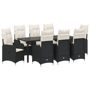 vidaXL Ensemble de salle à manger pour jardin 9 Pièces Noir polyrotin