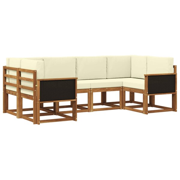 vidaXL Ensemble de canapés d'extérieur 6 pc Naturel et Crème