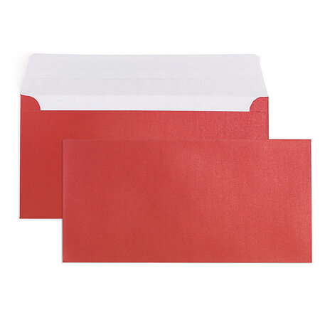 Lot de 200: enveloppe rouge irisée auto-adhésive sans fenêtre 120g/m² 110x220 mm