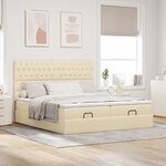 VidaXL Cadre de lit ottoman avec matelas crème 200x200cm tissu