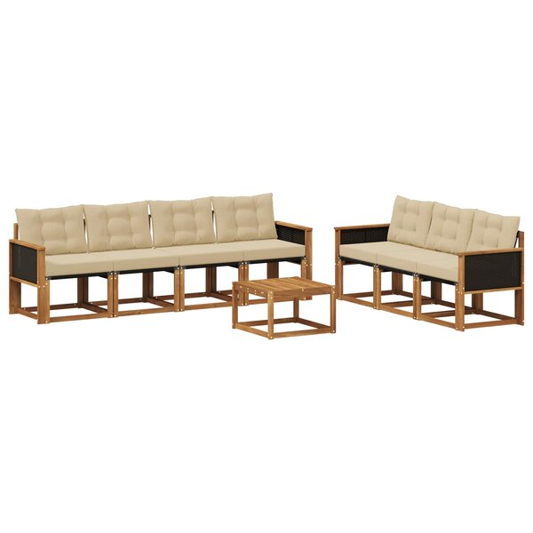 vidaXL Ensemble de canapés d'extérieur 8 pc Naturel et Beige