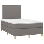 vidaXL Sommier à lattes de lit matelas LED gris foncé 120x190 cm tissu