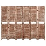 vidaXL Cloison de séparation 6 panneaux Marron 210x165 cm Paulownia