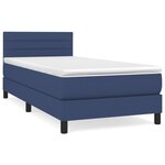 vidaXL Sommier à lattes de lit avec matelas Bleu 90x200 cm Tissu