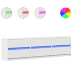 vidaXL Meuble TV avec LED blanc 180x34x50 cm bois d'ingénierie
