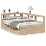 vidaXL Lit bibliothèque sans matelas 135x190 cm bois de pin massif