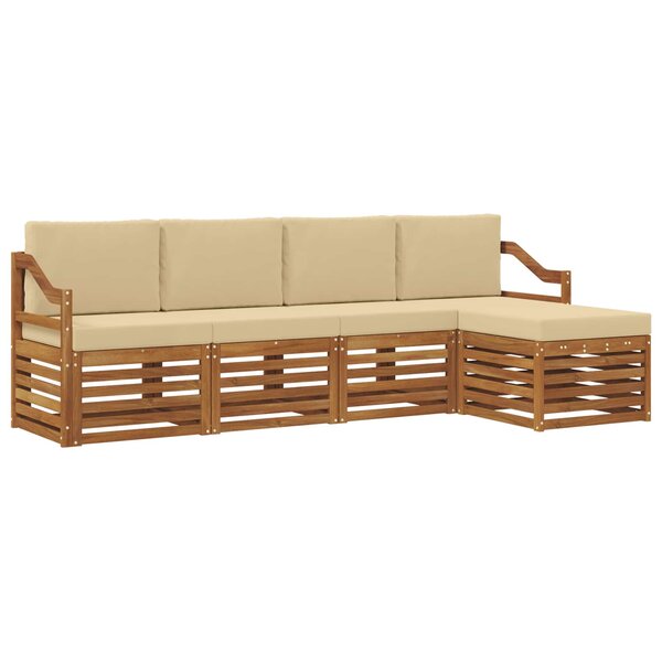 vidaXL Ensemble de canapés d'extérieur 5 Pièces Naturel et Beige