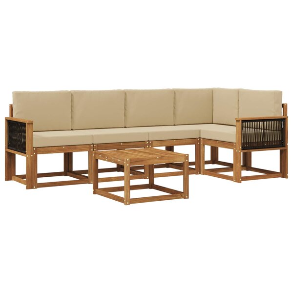 vidaXL Ensemble de canapés d'extérieur 6 pc Naturel et Beige
