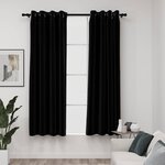 vidaXL Rideaux occultants Aspect lin avec œillets 2 Pièces Noir 140x175cm