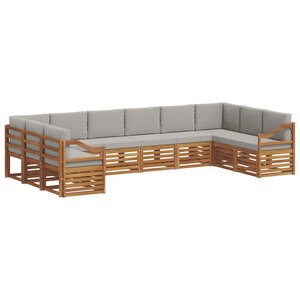 vidaXL Ensemble de canapé d'angle 10 Pièces Gris Naturel et Clair
