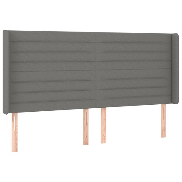 vidaXL Tête de lit avec oreilles Gris foncé 163x16x118/128 cm Tissu