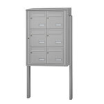 Bloc collectif Leabox 2x3 grade 3 simple face extérieur fixation sur pieds à sceller gris clair ral 7035 finition brillante