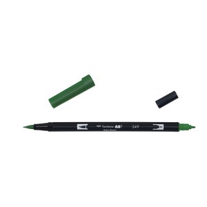Feutre dessin double pointe abt dual brush pen 249 vert chasseur x 6 tombow