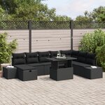vidaXL Ensemble de canapé de jardin 9 Pièces Noir polyrotin