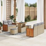 Ensemble de 8 Pièces de Canapé de Jardin avec Coussins Beige Rattan Poly Acacia
