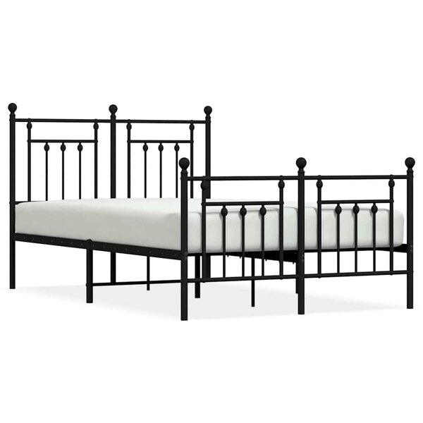 vidaXL Cadre de lit métal sans matelas avec pied de lit noir 120x190cm