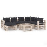 vidaXL Salon de jardin palette 8 Pièces avec coussins bois de pin