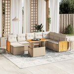vidaXL Salon de jardin avec coussins 9 Pièces beige résine tressée
