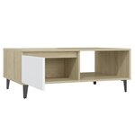 vidaXL Table basse blanc et chêne sonoma 90x60x35 cm bois d'ingénierie