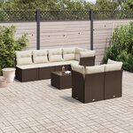 vidaXL Salon de jardin 8 Pièces avec coussins marron résine tressée