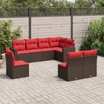 vidaXL Salon de jardin 8 Pièces avec coussins marron résine tressée