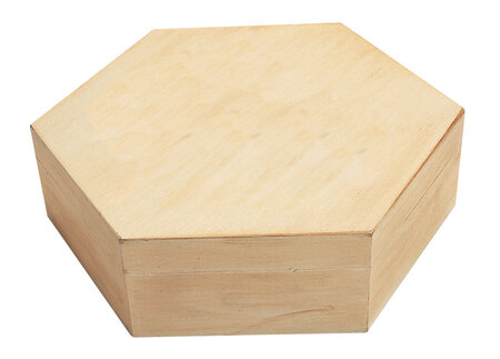 Boite en bois hexagonale 16.3 x 14.1 H 4 1 cm
