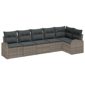 vidaXL Ensemble de Canapés de Jardin de 6 Pièces avec Coussins Gris Rotin Poly