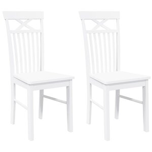 vidaXL Chaises à manger 2 Pièces blanc bois massif caoutchouc