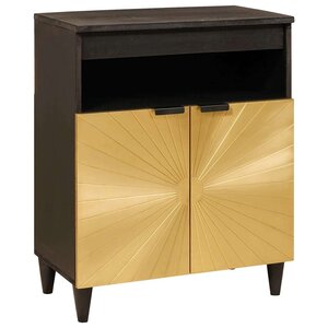 vidaXL Buffet Noir et or 60 x 33 x 75 cm bois de manguier massif