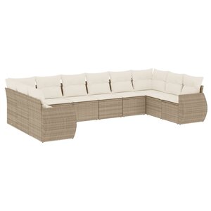 vidaXL Salon de jardin avec coussins 10 Pièces beige résine tressée