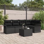 vidaXL Ensemble de canapé de jardin 6 pièces avec coussins Beige en Rotin
