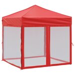 vidaXL Tente de réception pliable avec parois Rouge 2x2 m