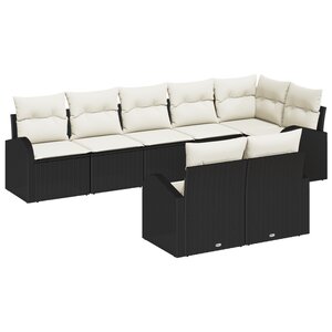 vidaXL Ensemble de canapé de jardin 8 pièces avec coussins Noir Poly Rotin