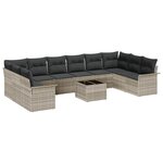 vidaXL Ensemble de canapé de jardin 11 Pièces Gris clair Poly rotin