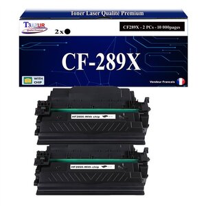 T3AZUR -2x Toners compatibles avec HP CF289X (89X) pour HP LaserJet Enterprise M528dn  M528f  E50145dn  E52645c  E52645dn