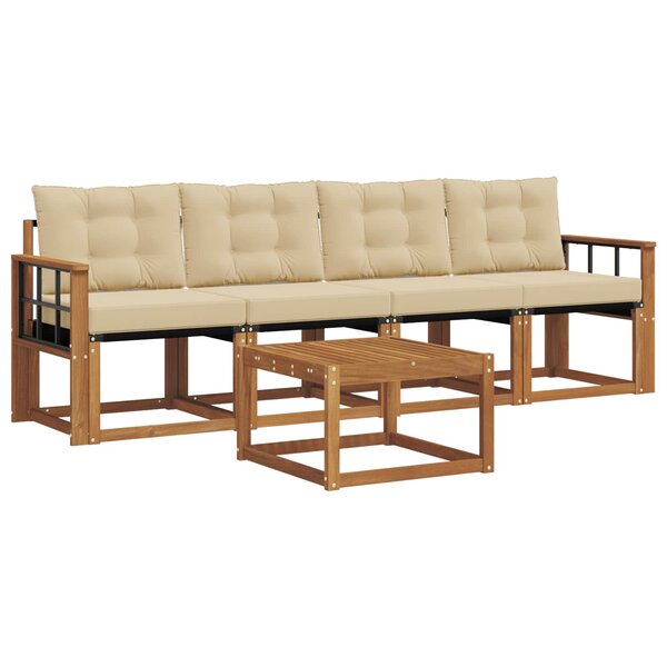 vidaXL Ensemble de canapés d'extérieur 5 Pièces Naturel et Beige