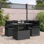 vidaXL Ensemble de canapé de jardin avec coussin 5 Pièces Noir Poly rotin