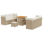 vidaXL Ensemble de canapés de jardin   9 pièces  avec coussins beige en poly rattan et acacia.