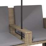 vidaXL Canapé de jardin 2 places avec parasol et tabourets beige rotin