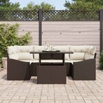 vidaXL Ensemble de canapé de jardin 7 Pièces Marron Poly rotin