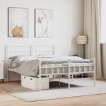 vidaXL Cadre de lit métal avec tête de lit/pied de lit blanc 135x190cm