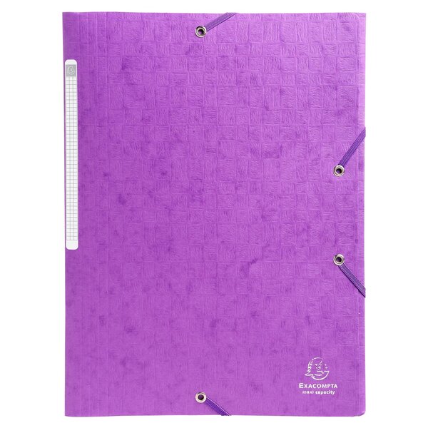 Chemises À Élastiques Carte Lustrée 3 Rabats Monobloc - Violet - X 50 - Exacompta