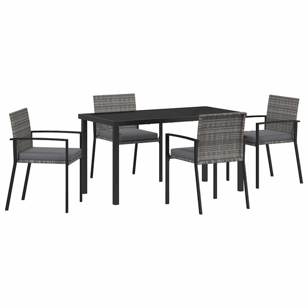 vidaXL Ensemble de salle à manger pour jardin 5 Pièces Gris Poly rotin